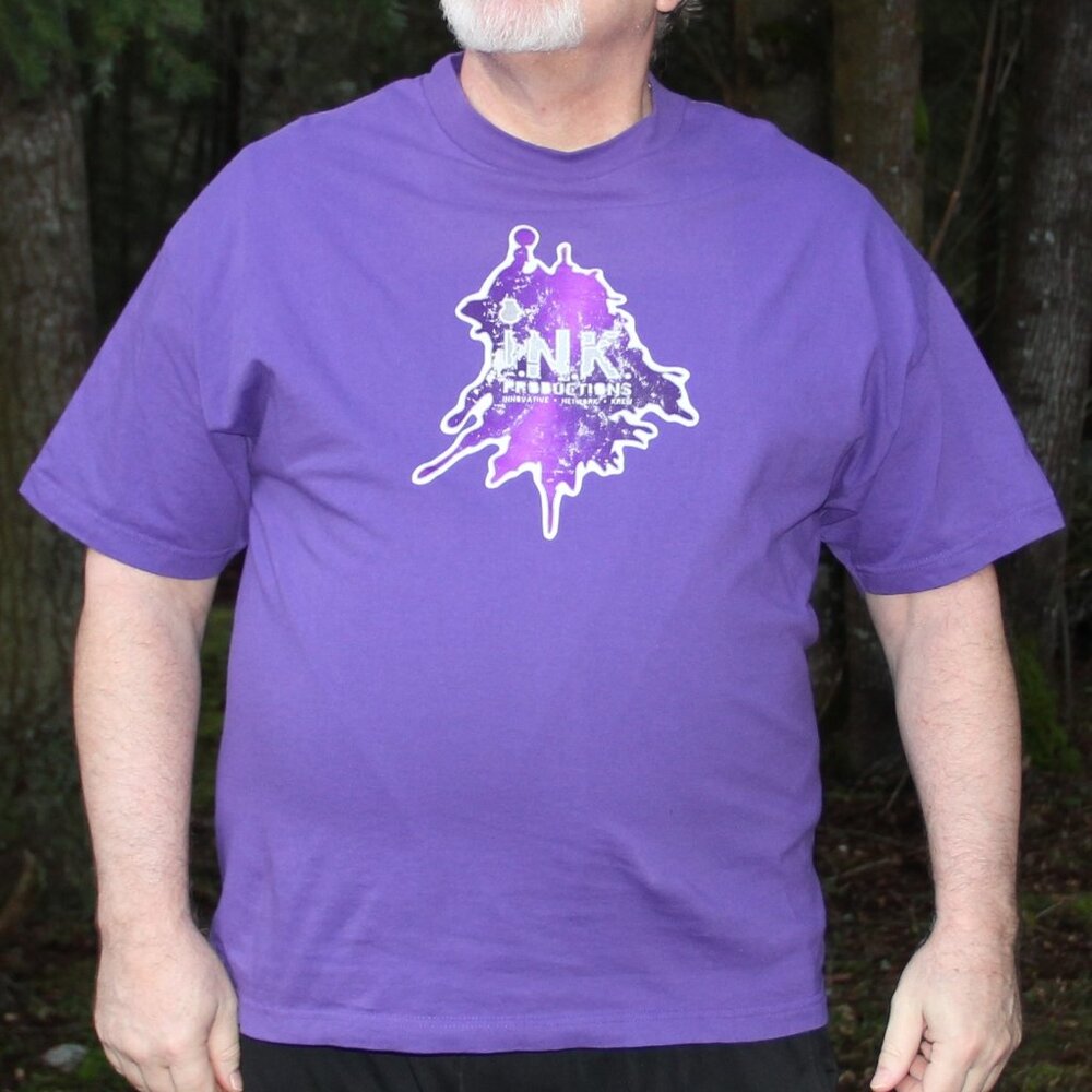 Ink Productions Logo Purple Ink Splotch Graphic T-shirt Size 2XL 100% Cotton